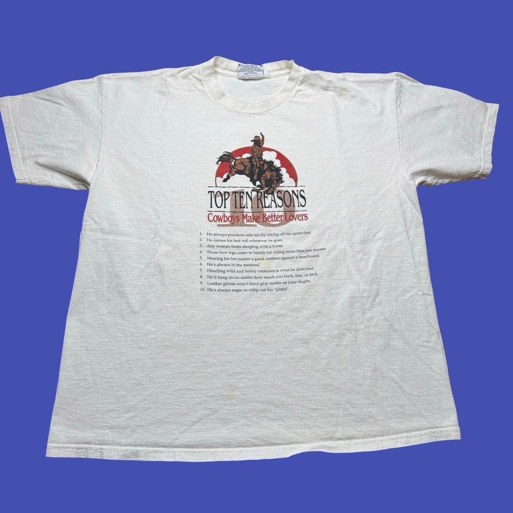 Vintage Lee Cowboys Make Better Lovers T Shirt XL White Western Rodeo Distressed